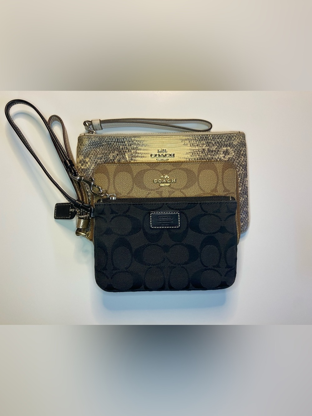 Authentic Coach 3-Piece Wristlet Wallet Bundle Signature Canvas